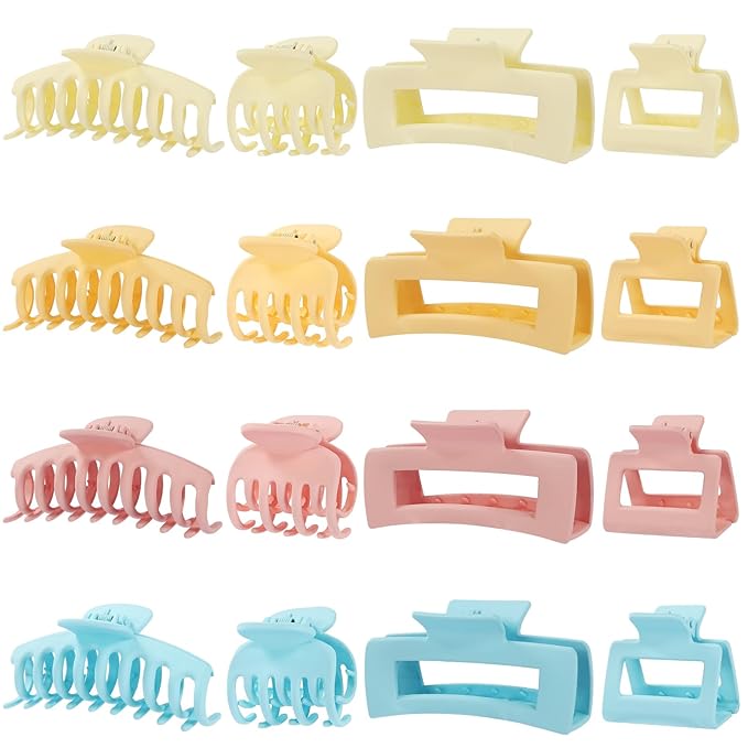 Hair Claws 16 Pcs Hair Clips for Women Thin Thick Curly Hair Large and Small Matte Banana Clips Strong Hold Nonslip