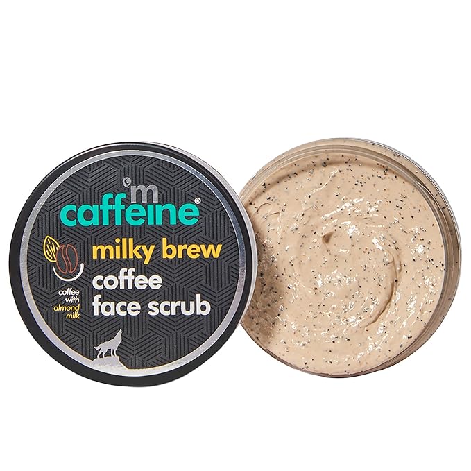 mCaffeine Milky Brew Coffee Face Scrub - Cleanser for Glowing Skin - Removes Tan and Blackheads - Almond Milk - All Skin Types - 2.6 oz