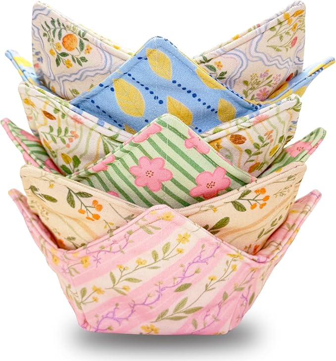 Cotton Microwavable Bowl Cozy ，Set of 6，Microwave-Safe Hot Bowl Holders, Soup Bowl Cozy Hot Pads，Prevent Hand from Heat and Maintain Food Warm，Ideal Household Gift Store (J)