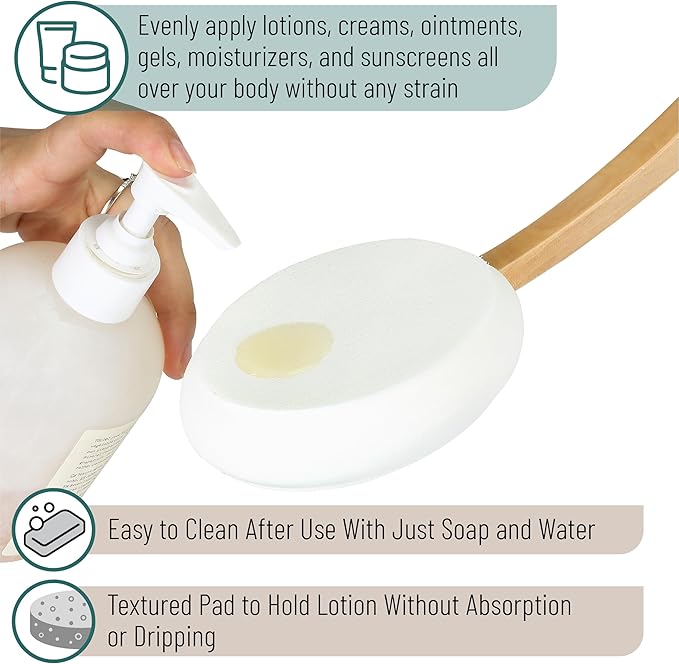 Slick- Lotion Applicator, 17 Inch, 2 Pack, Back Applicator Lotion, Certified Organic, Easy Reach Washable, Self Tanner for All Skin Tone