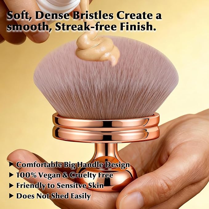 Extra Large Body Makeup Brush, Professional Self Tan Brush for Flawless Application, Wide Headed Body Bronzer & Leg Makeup Applicator, Streak-Free Blending Brush for Back & Arms (Gold)