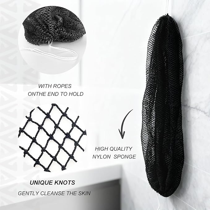 African Net Sponge Authentic, Loofah Exfoliating Body Scrubber Bath Sponge, African Exfoliating Net Sponge Back Scrubber Washcloth for Shower, Body Care Bathing Accessories (Sky Blue)