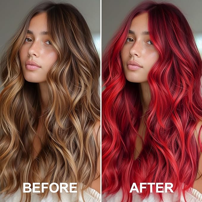 Temporary Hair Color Spray, Red One-Time Use Hair Color Dye for Women and Kids, Disposable Natural Hair Strong Style Hair Dye-On 1-Day Washable for Cosplay Party DIY,Christmas Party, Halloween (Red)