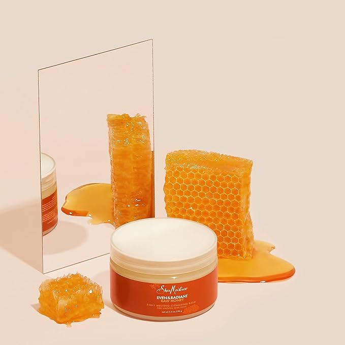 SheaMoisture Even and Radiant Face Cleanser For Uneven Skin Tone and Dark Spots 3-in-1 Cleansing Balm With Raw Honey 3.2 oz