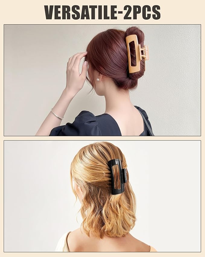 Soft Claw Clips, 2PCS Cloud Hair Claw Clip, Flexible, Lightweight &Cosy Hair Clips, Strong-Hold Non-Slip for Thick Thin Hair, Hair-Pins for Women Girlfriend Parties Casual Daily(Coffee + Black)