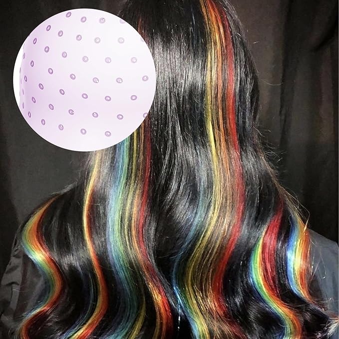 Punched Silicone Highlight Hair Cap with Needle, Professional Reusable Highlighting Poked Hole Caps with Hooks for Color Hair Salon Hairdressing Dyeing Staining Tools for Women Men