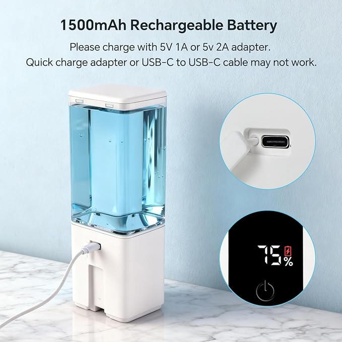 LAOPAO Soap Dispenser, Automatic Soap Dispenser Wall Mount Rechargeable Foaming Soap Pump for Bathroom Kitchen, Touchless Foam Soap Dispenser for Dish/Hand/Shower Soap, Home & Commercial, 540ml, White