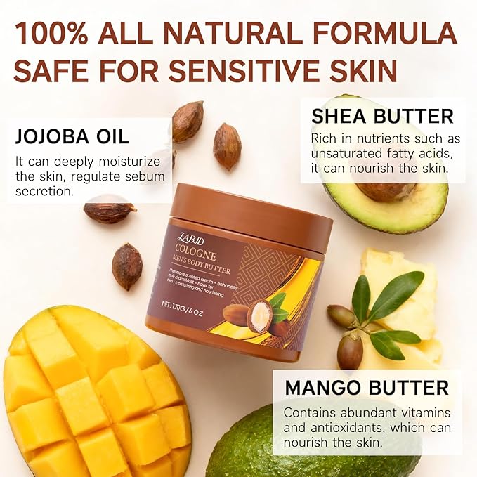Cologne Body Butter for Men, 2 Pack Pheromone Scented Cream, Pheromone body butter for men,Hydrates and moisturizes to enhance attractiveness