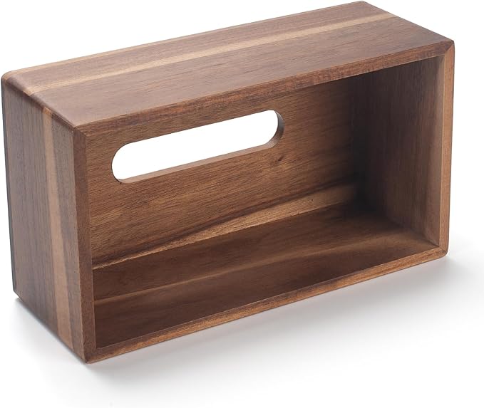 Tissue Box Cover Rectangle, Wood Tissue Box Holder, Wooden Facial Paper Holder for Bathroom, Bedroom, Dinner Table, Office (2 Pack, 9.8 x 5.5 x 3.7 inch)