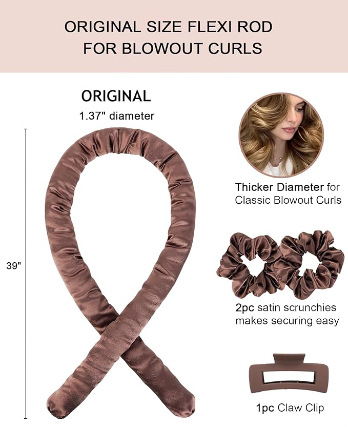Satin Heatless Hair Curler Curling Rod Set - Soft Jumbo Large Flexi Rods Hair Rollers Curlers to Sleep In for Women, No Heat Heatless Curls Overnight Blowout Rods for Long Hair Volume Blowout Look