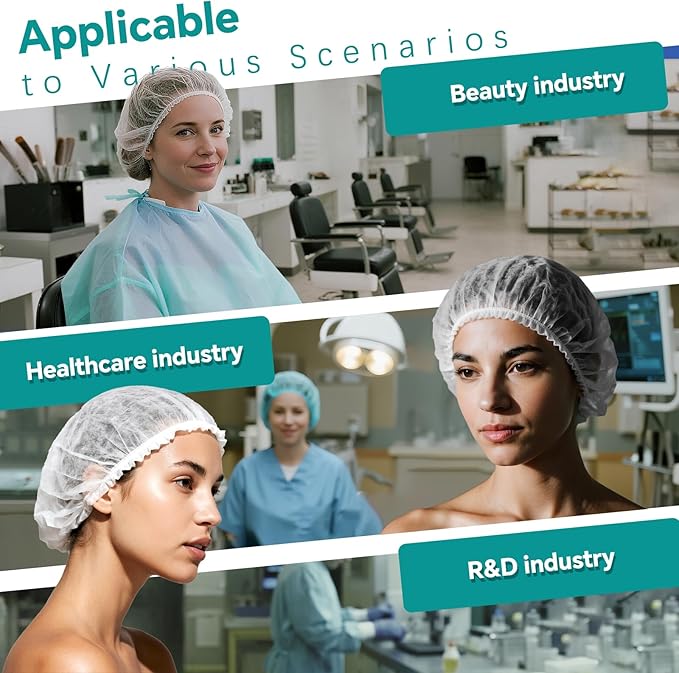 Disposable Bouffant Caps, 21inches Hair Net, Elastic Dust Cap for Food Service, Sleeping Head Cover