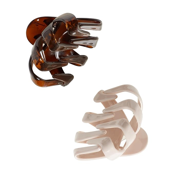 Goody SlideProof Octopus Large Claw Clips, 2 Ct, Neutral Tones, Secure Grip Accessories for Women & Men, Hair Styling Accessories for All Occasions, Claw Clips for Thick Hair