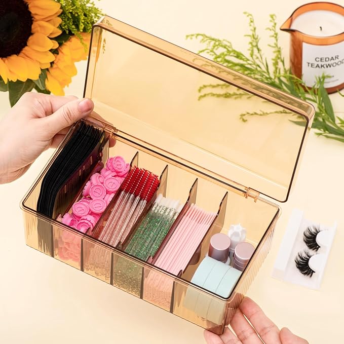 Acrylic Eyelash Extension Organizer, Large Capacity Lash Supplies Storage Container Box, Makeup Cart With Lashes Extension Supplies
