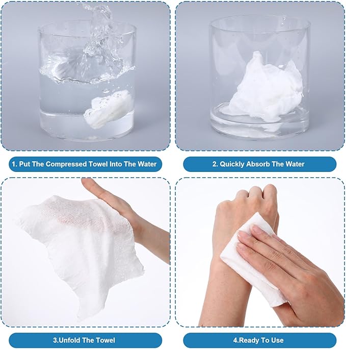140 Pack Disposable Compressed Face Towels - 11x 7.87inch Portable Compressed Towel Tablets - Reusable Cotton Facial Towel for Travel, Outdoor, Camping, Hotel, Gym, Daily Use, Dog ,Beauty Salon