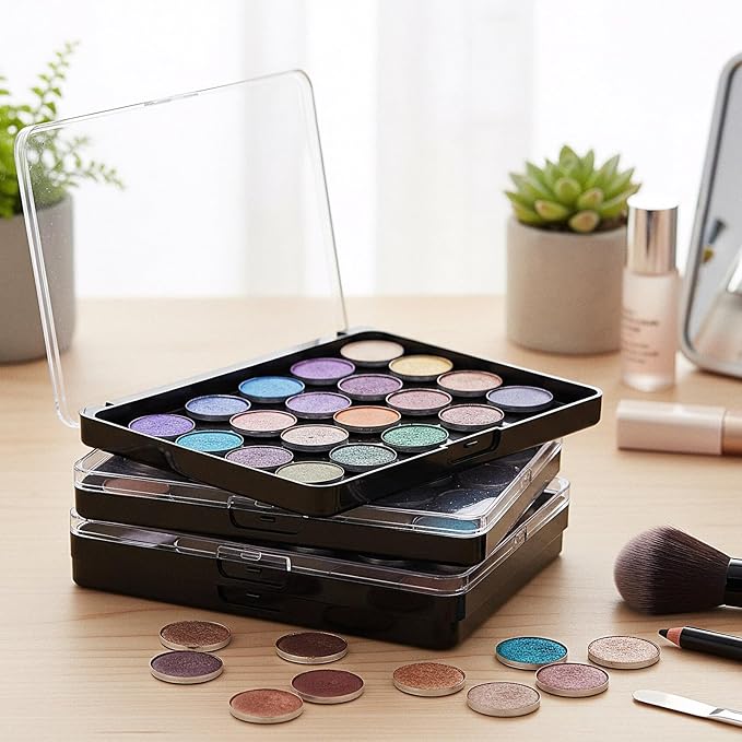 6 Pcs Magnetic Makeup Palette, Empty Cosmetics Storage Box with Clear Top for Eyeshadow, Blush, Powder, Lipstick DIY Organization, 5.51x3.94 Inch