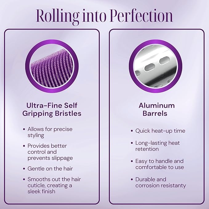 Thermal Rollers for Hair - 37 Self Grip Hair Rollers with 18 Clips and Styling Comb - Aluminum Thermal Hair Rollers for Volume and All-Day Curls - For Short, Medium, and Long Hair (Small)
