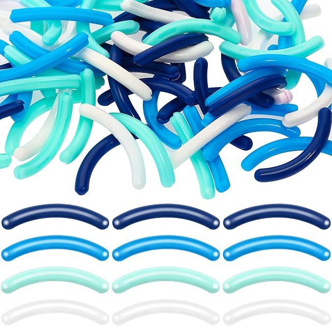 Mudder 80 Pieces Eyelash Curler Refills Eyelash Curler Pads Silicone Rubber Replacement Refills Pads for Universal Eye Lash(White, Aqua Blue,Dark Blue)