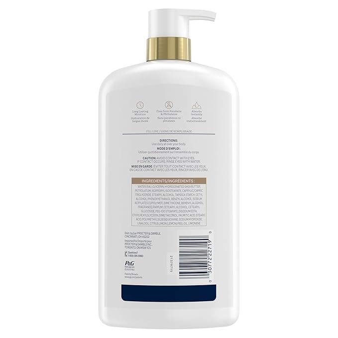 Ivory Hand & Body Lotion, 24hr Moisturizing, Repairs Extra Dry Skin, All Day Hydration, Lightweight Formula, Absorbs Instantly, Perfect for Daily Use, Shea Butter Blend, Vanilla Scent, 27 fl oz