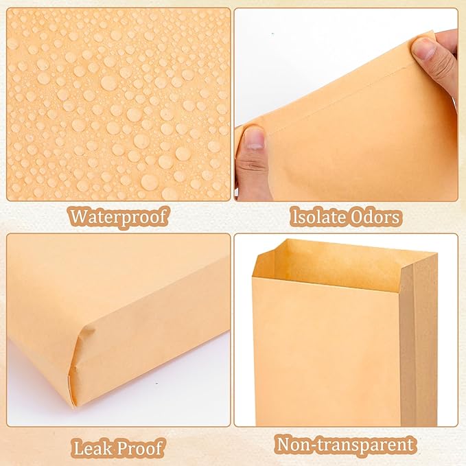 200 Pcs Waxed Paper Feminine Hygiene Liner Bags, Sanitary Napkin Disposal Waste Receptacle for Commercial Business Restroom Bathroom Personal Dispensers, 11x7.1x2.4 Inches Brown