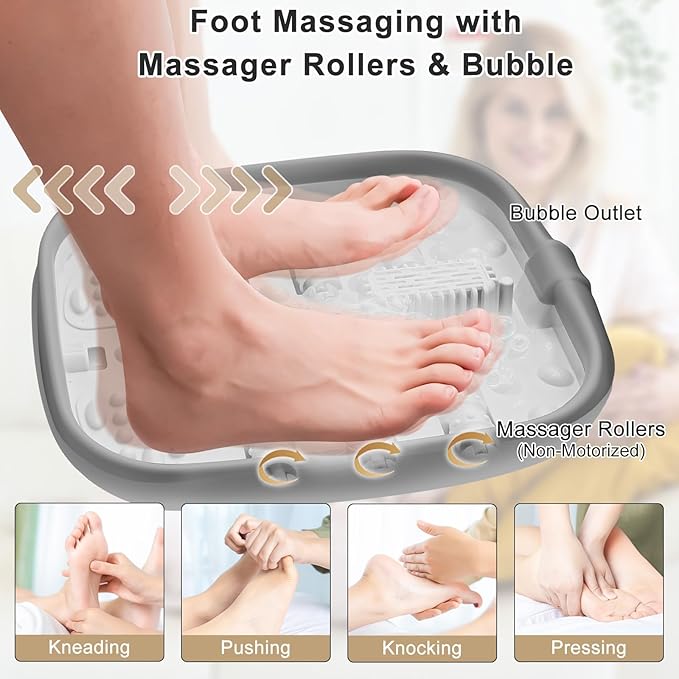 Collapsible Foot Spa Bath with Heat, Touch Screen, Remote Control, Massage Rollers, Timer, Bubble, Foot Pedicure Kit, Temperature Control Pedicure Foot Spa, Foot Bath