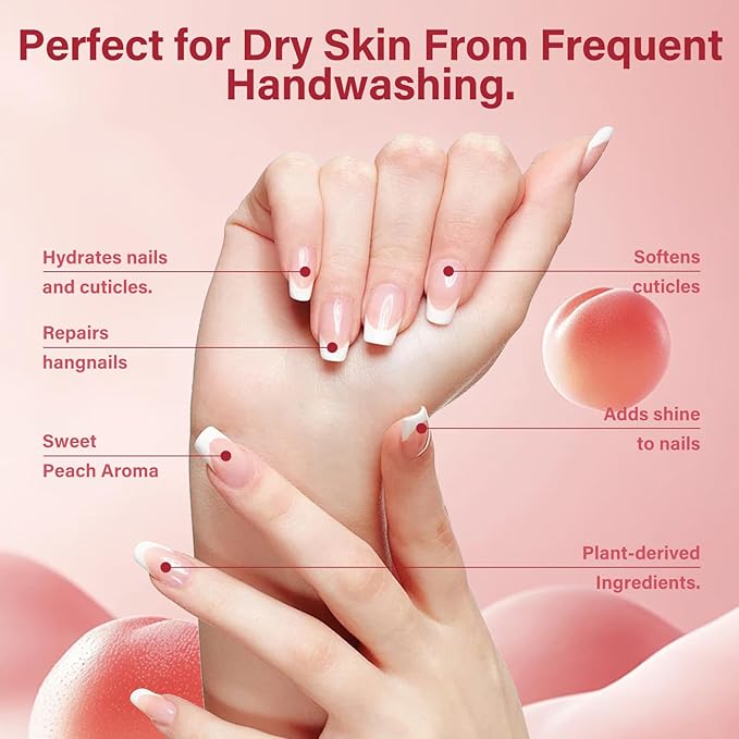 Cuticle Oil Pen x2 pcs, Nourishing Jojoba & Peach Scent for Enhanced Nail Growth and Strength, Portable Nail Oil Care （7mlx2）