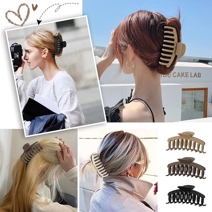 laxizar Claw Clip Hair Clip 8 Pack 4.3 Inch Rectangular Hair Clips for Women Girls Large Hair Jaw Clips Hair Clamps