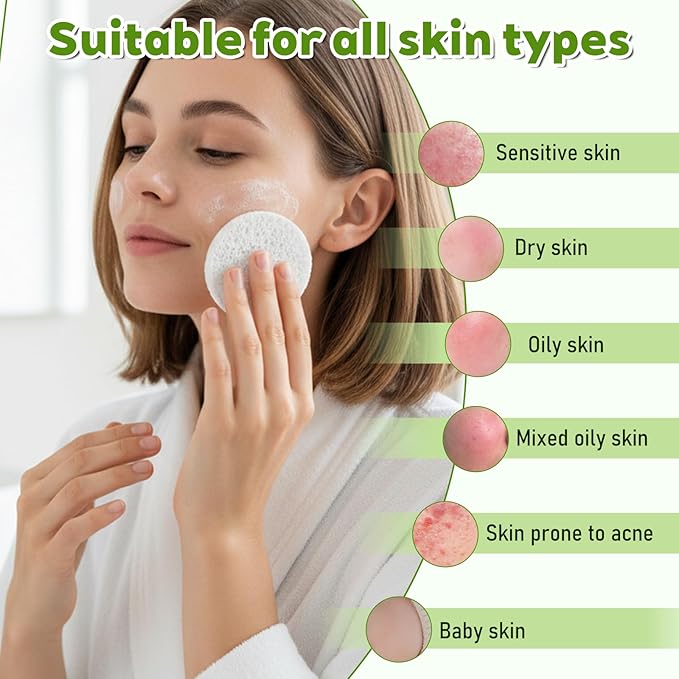 120 Pcs Compressed Facial Sponges with Container, Disposable Round Face Sponge Pads Portable Makeup Removal Wash Sponges for Women Cleansing Makeup Spa (White)