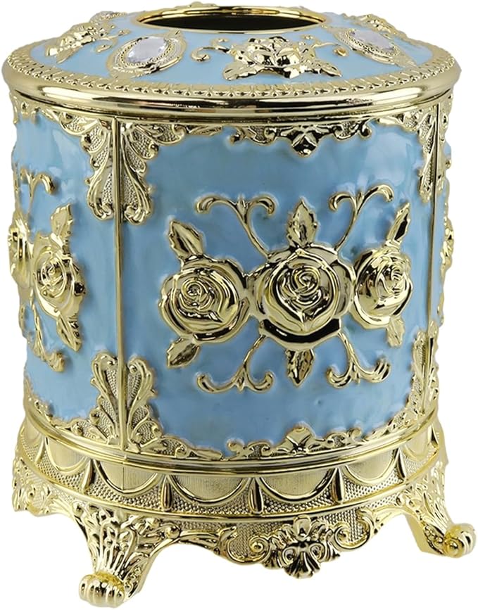 Geesatis Tissue Box Cover, Cylindrical Tissue Box Holder, Napkin Facial Tissues Holder for Bathroom Toilet Bedroom Living Room Table Desk Office Dresser, 1Pcs Sky Blue 5.1''x6.3''