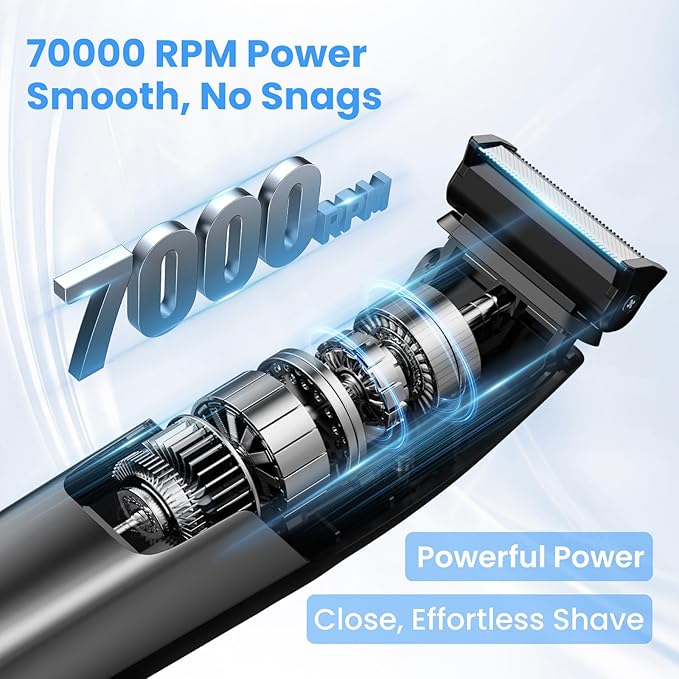 Body Hair Trimmer for Men 3-in-1 Groin, Pubic & Ball Trimmer with Skin Safe No-Nick Blades, IPX6 Waterproof Wet/Dry Electric Shaver for Chest, Underarms, Legs, USB-C Rechargeable Groomer Kit