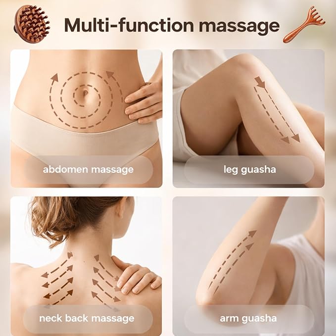 2Pcs Bamboo Scalp Massager Set, Wooden Scalp Massager, Hair Massager Scalp Suitable for Head Relaxation and Hair Care