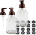 Cornucopia Brands 16-Ounce Square Glass Foaming Soap Dispensers (2-Pack, Clear Bottle w/Bronze Color Pump)