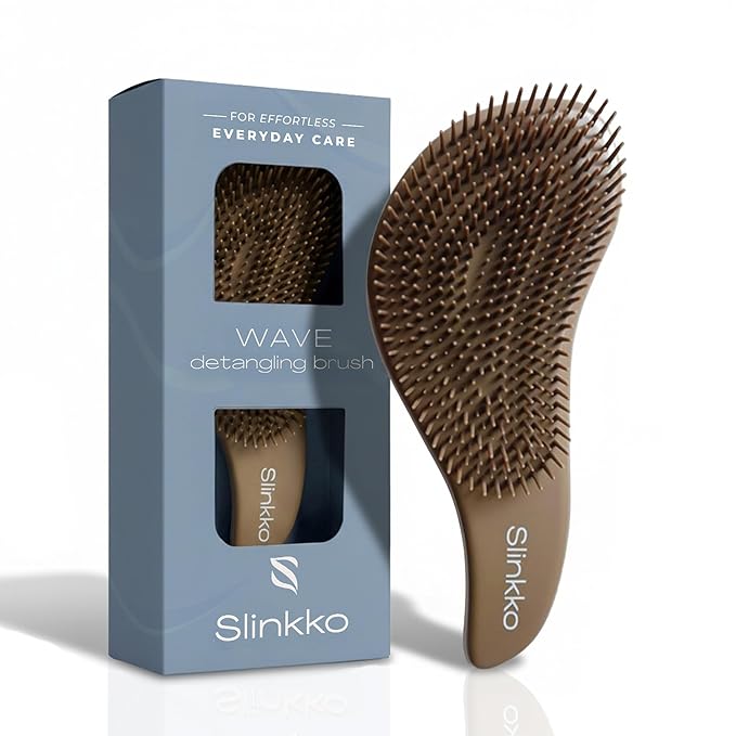 Wave Detangling Brush for Wet & Dry Hair, Dual Flexible Bristles, Anti-Breakage Hair Brush for Curly, Thick & Fine Hair, Women & Kids – Smoked Cocoa