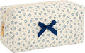 Floral Quilted Cotton Makeup Bag for Women, Large Capacity Travel Cosmetic Pouch with Zipper, Cute Toiletry & Brush Organizer, Kawaii Makeup Storage Case – Navy Floral