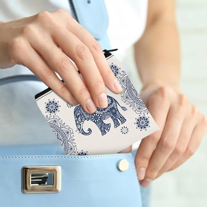 Boho Print Women Period Bag Storage Pouch Artsy Graphic Sanitary Napkin Bags with Zipper Portable Menstrual Bag for Sleepovers Travel