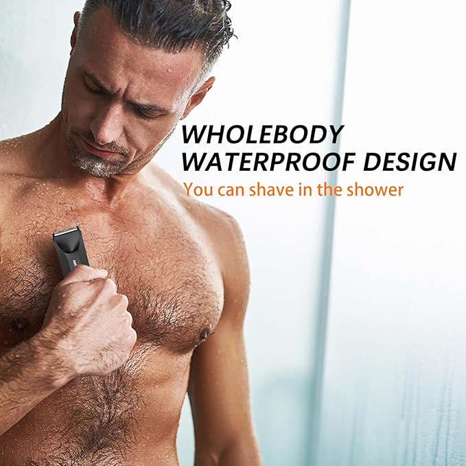 Manscape Body Hair Trimmer for Men, IPX7 Waterproof Pubic & Groin Hair Trimmer- Electric Ball Shaver with LED Light, Ceramic Blade, USB Rechargeable & Travel Pouch