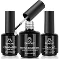Beetles 3Pcs 15ml Builder Nail Gel with No Wipe Top Coat Gel Nail Polish and Base Coat Set for Nails Shine Finish and Long Lasting Nail Protection UV/LED Lamp Needed Gifts for Women
