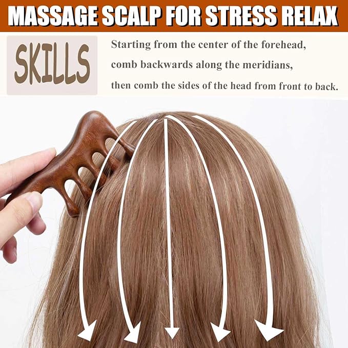Loc Comb, Loc Comb for Sisterlocks, Wooden Scalp Massager for Scalp Gua Sha - Sandalwood