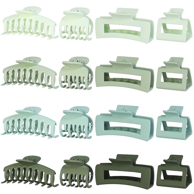 Hair Claws 16 Pcs Hair Clips for Women Thin Thick Curly Hair Large and Small Matte Banana Clips Strong Hold Nonslip