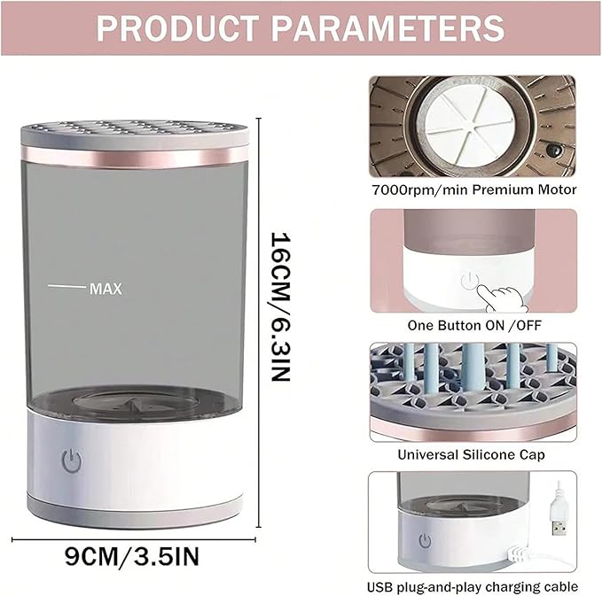 Electric Makeup Brush Cleaner Machine, Cosmetic Brush Cleaner, 2025 Automatic Spinning Rinse Hero Brush Cleaner Makeup Brush - Valentine Gift for her