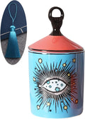 Big Eye Starry Sky Aromatherapy Candle Jar with Lid Ceramic Makecup Cotton Swab Holder Home Deocrative Bottler, Home Fireplace Kitchen Dining Decor for Living Room Knick Knacks Candle Holders