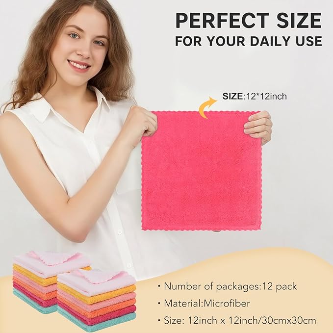 Microfiber Face Cloth Reusable Makeup Remover Facial Cleansing Towel Ultra Soft Face Washcloth 12inchx12inch