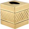Monarch Abode Tissue Box Cover Square – Handcrafted Wave Embossed Brushed Gold Metal Tissue Holder Box for Bathroom Accessory, Aesthetic Decorative Facial Napkin Cube for Modern Home Decor