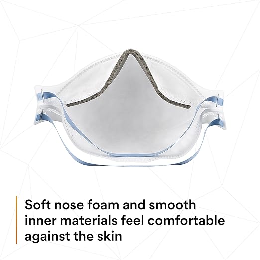 3M Aura Particulate Respirator 9205+, N95, Pack of 20 Disposable Respirators, Individually Wrapped, 3 Panel Flat Fold Design Allows for Facial Movements, Comfortable, NIOSH Approved, Smoke