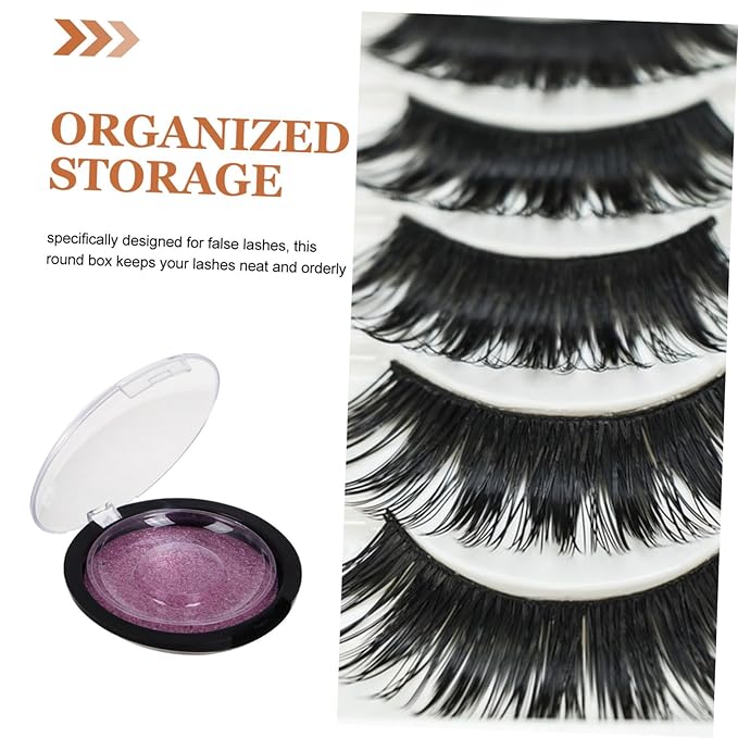 5pcs Round Faux Lash Box Durable Eyelash Case for Organized Storage of False Eyelashes Portable and Compact Design for Travel and Daily Makeup Use