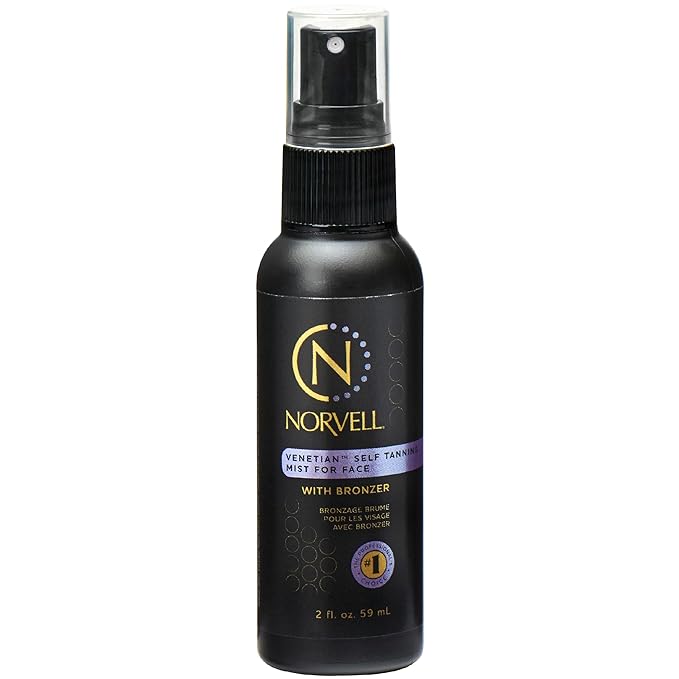 Norvell Venetian Sunless Self Tanner Mist for Face 2 fl oz – Non Comedogenic Facial Bronzing Self Tanning Spray for Natural Fake Tan Sun Kissed Glow, Streak Free, Long Lasting Color