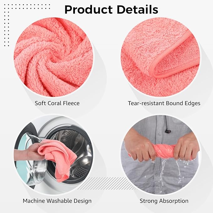 DIMEGON 12 Pcs Facial Towels for Estheticians, U-Shaped Coral Fleece Towels, Large Size with Split Face Hole Design, Easy to Clean, Machine Washable, Ultra Absorbent for Beautiful Salon, Pink