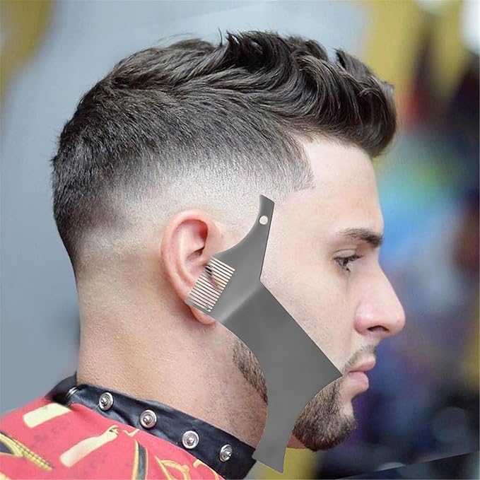 Stainless Steel Beard Shapers with Comb Shaping Styling Tool Shaping Template Guide Comb for Man Trim Stainless Steel Styling