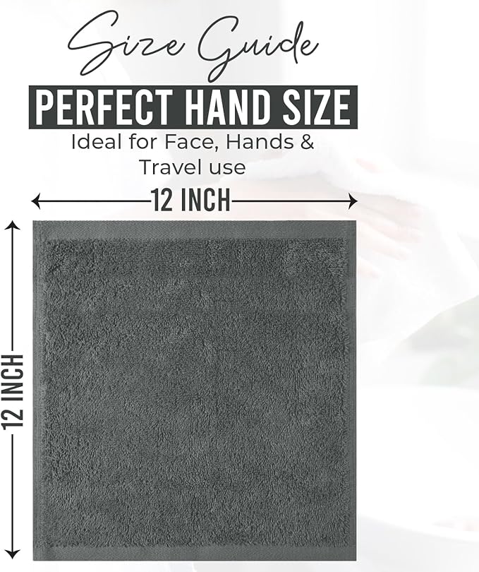DAN RIVER 24 Pack Wash Cloths for Showering [12x12] - 100% Cotton Washcloths Premium Quality Flannel Face Cloths for Bathroom, Highly Absorbent and Soft Feel Wash Clothes, Grey & White