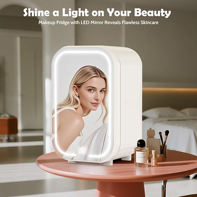 22L Mini Skincare Fridge, Beauty Fridge for Cosmetic Storage, 44°F Intelligent Temperature Control, Personal Small Makeup Refrigerator for Bedroom, Dorm
