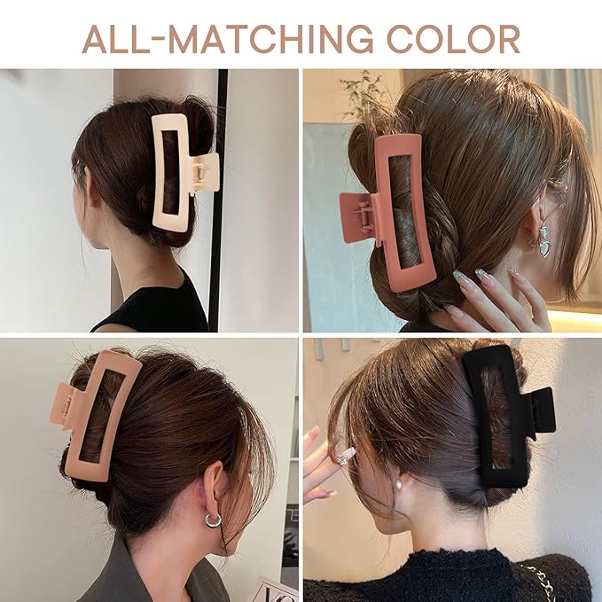 4 Pack 5 Inch Extra Large Claw Clips for Thick Hair, Matte Non-slip XL Big Claw Clips for Long Thick Curly Hair, Jumbo Claw Clip Hair Accessories for Women and Girls